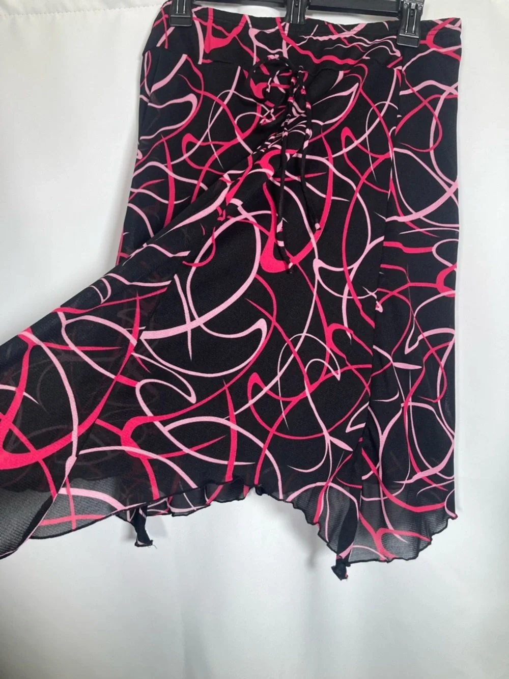 VTG Judy Knapp California Y2K Pink Abstract Swirl Midi Skirt Size L Fairy Grunge - Picture 3 of 10